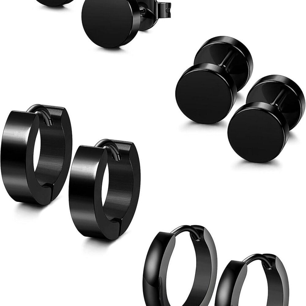 Durable 4-Pair Hypoallergenic Earring Set - Stainless Steel, Perfect Gift Idea